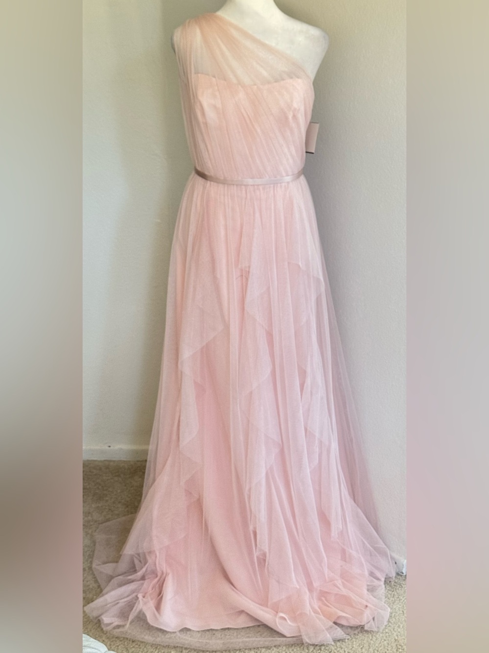 White by Vera Wang Women’s One-Shoulder Powder Pink Tulle Dress